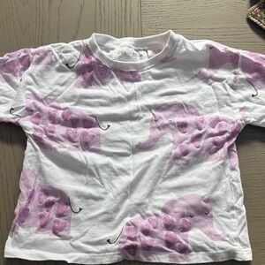 Zara Kids White Tee with Pink Elephant Print